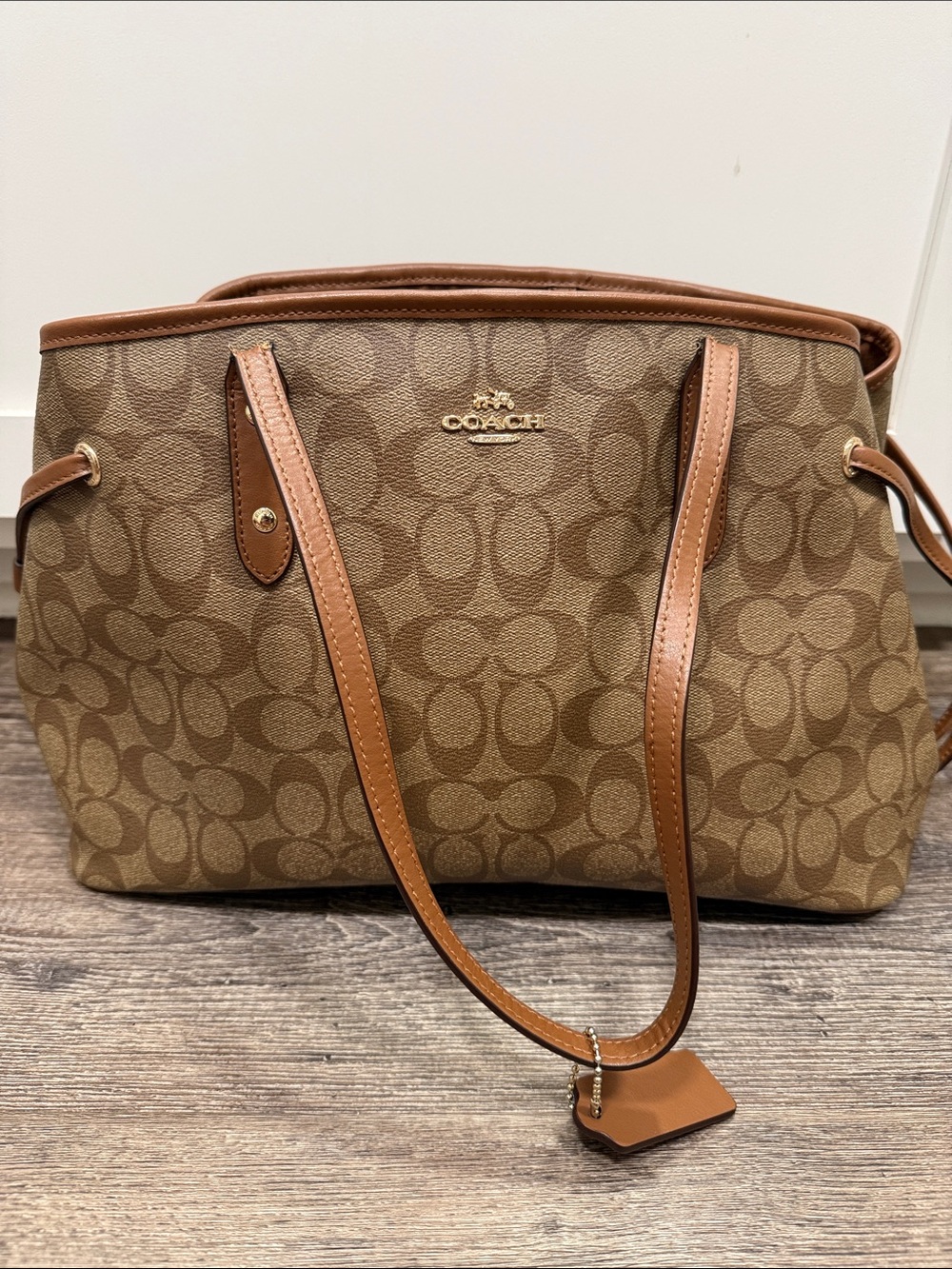 Coach Signature Drawstring Carryall Shoulder Bag